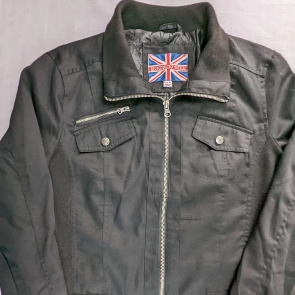 Miss London Woman's Jacket, Black, Juniors Size XL, Zip Up - Picture 3 of 8